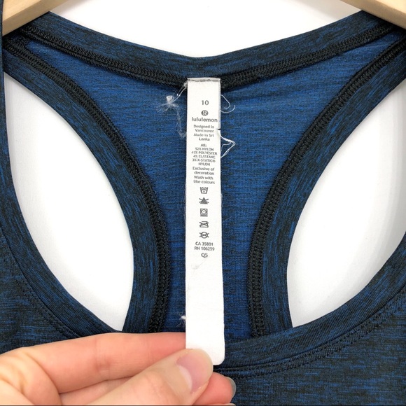 LULULEMON Crop Swiftly Tank Navy 10 - Picture 3 of 7